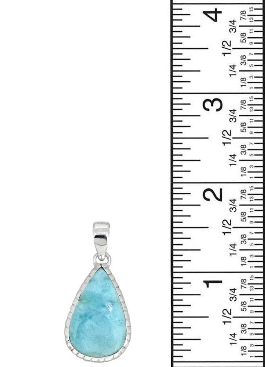 Natural Larimar Solid 925 Sterling Silver Pendant 1 3/4" - YoTreasure