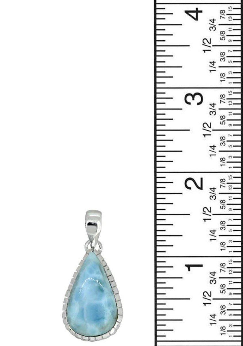 Natural Larimar Solid 925 Sterling Silver Pendant 1 3/4" - YoTreasure