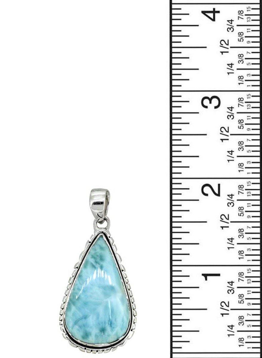 Natural Larimar Solid 925 Sterling Silver Pendant 2" - YoTreasure