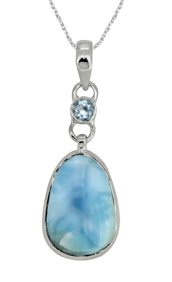 Natural Larimar Solid 925 Sterling Silver Pendant 2" - YoTreasure