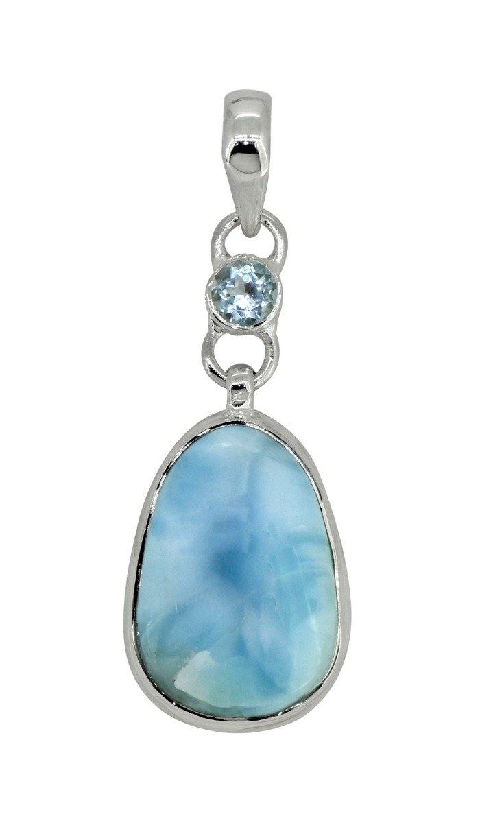 Natural Larimar Solid 925 Sterling Silver Pendant 2" - YoTreasure