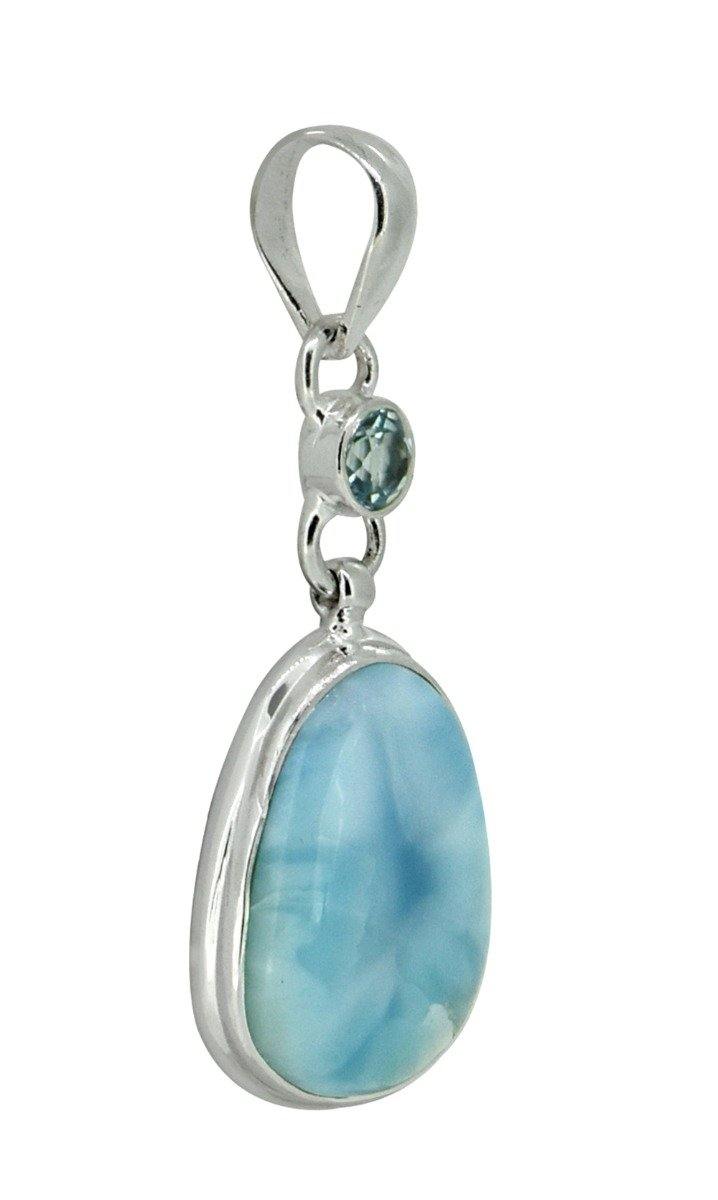 Natural Larimar Solid 925 Sterling Silver Pendant 2" - YoTreasure