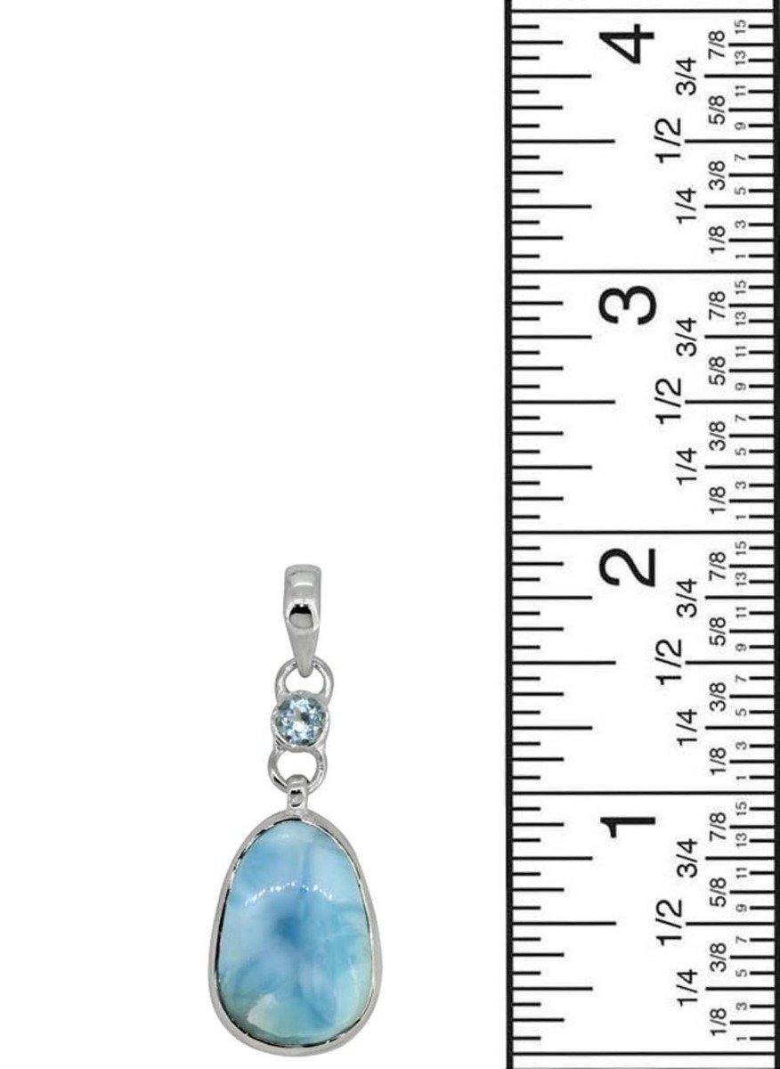 Natural Larimar Solid 925 Sterling Silver Pendant 2" - YoTreasure