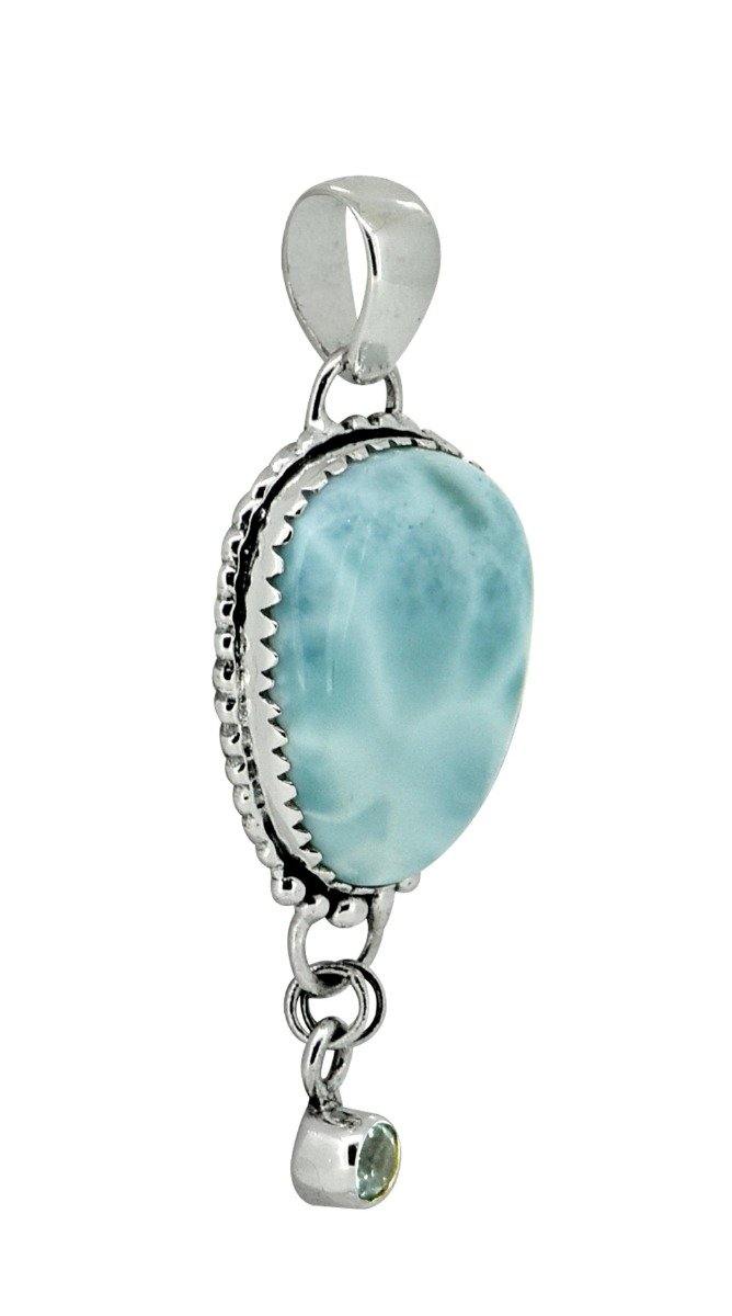 Natural Larimar Solid 925 Sterling Silver Pendant 2" - YoTreasure