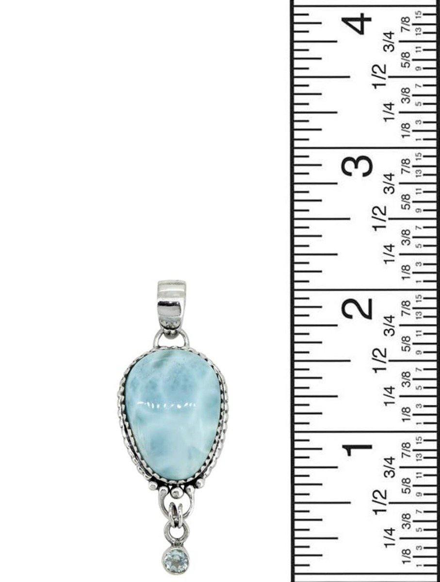 Natural Larimar Solid 925 Sterling Silver Pendant 2" - YoTreasure