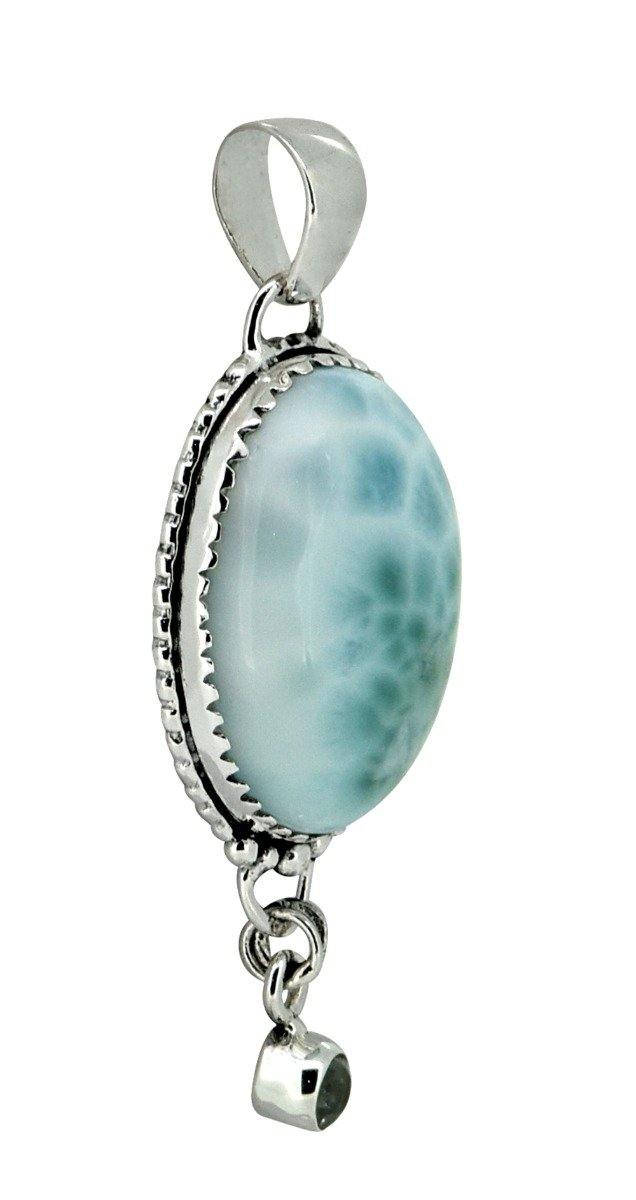 Natural Larimar Solid 925 Sterling Silver Pendant 2" - YoTreasure