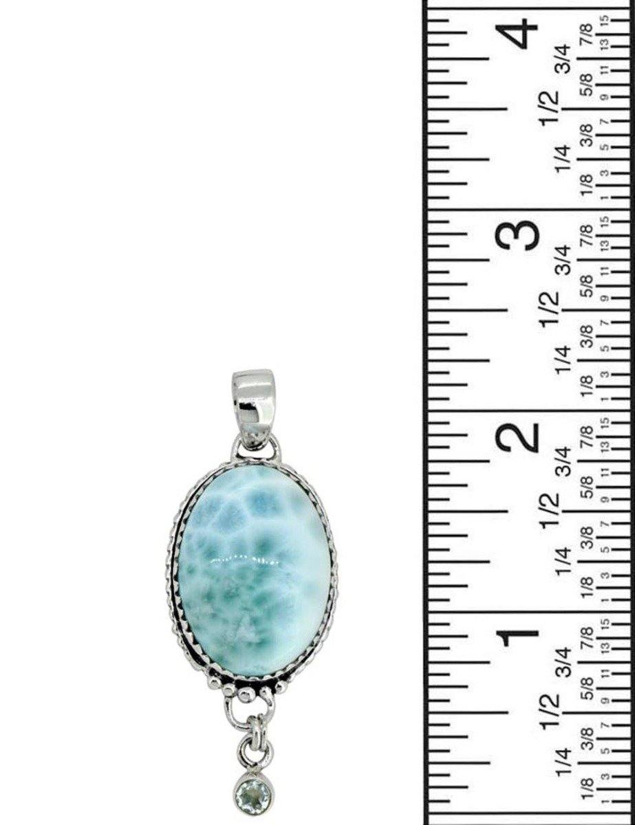 Natural Larimar Solid 925 Sterling Silver Pendant 2" - YoTreasure