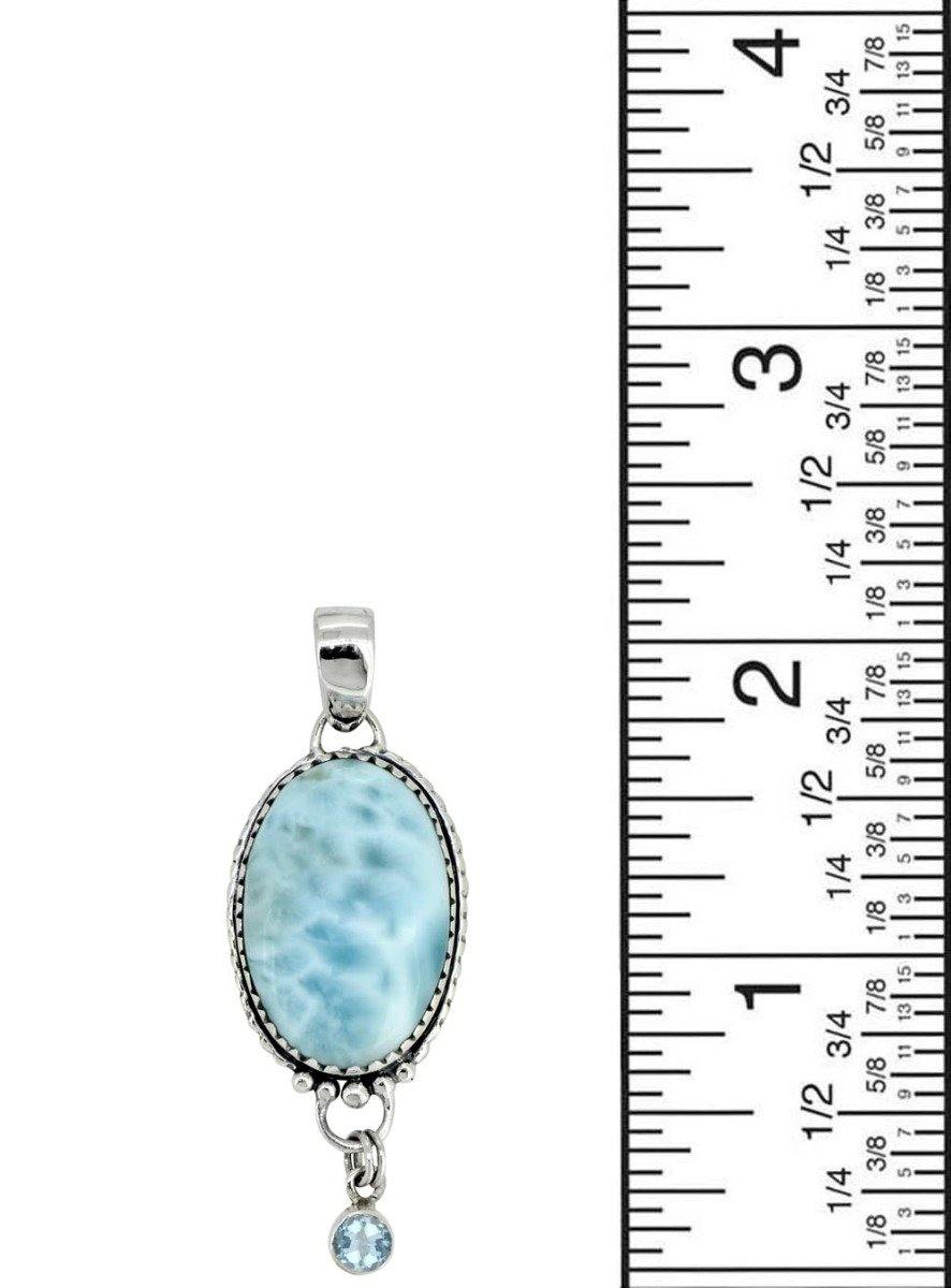 Natural Larimar Solid 925 Sterling Silver Pendant 2" - YoTreasure