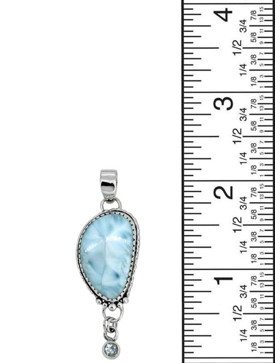 Natural Larimar Solid 925 Sterling Silver Pendant 2" - YoTreasure