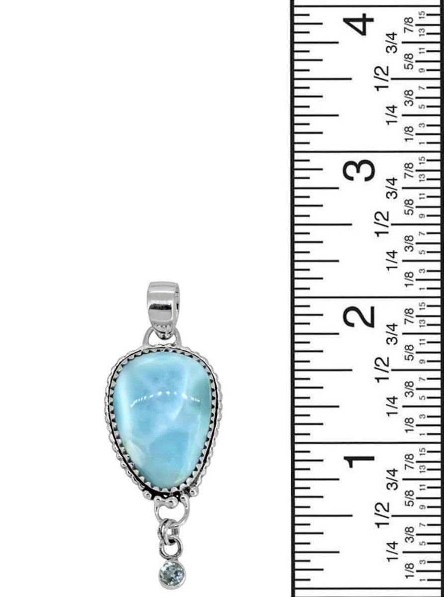 Natural Larimar Solid 925 Sterling Silver Pendant 2" - YoTreasure