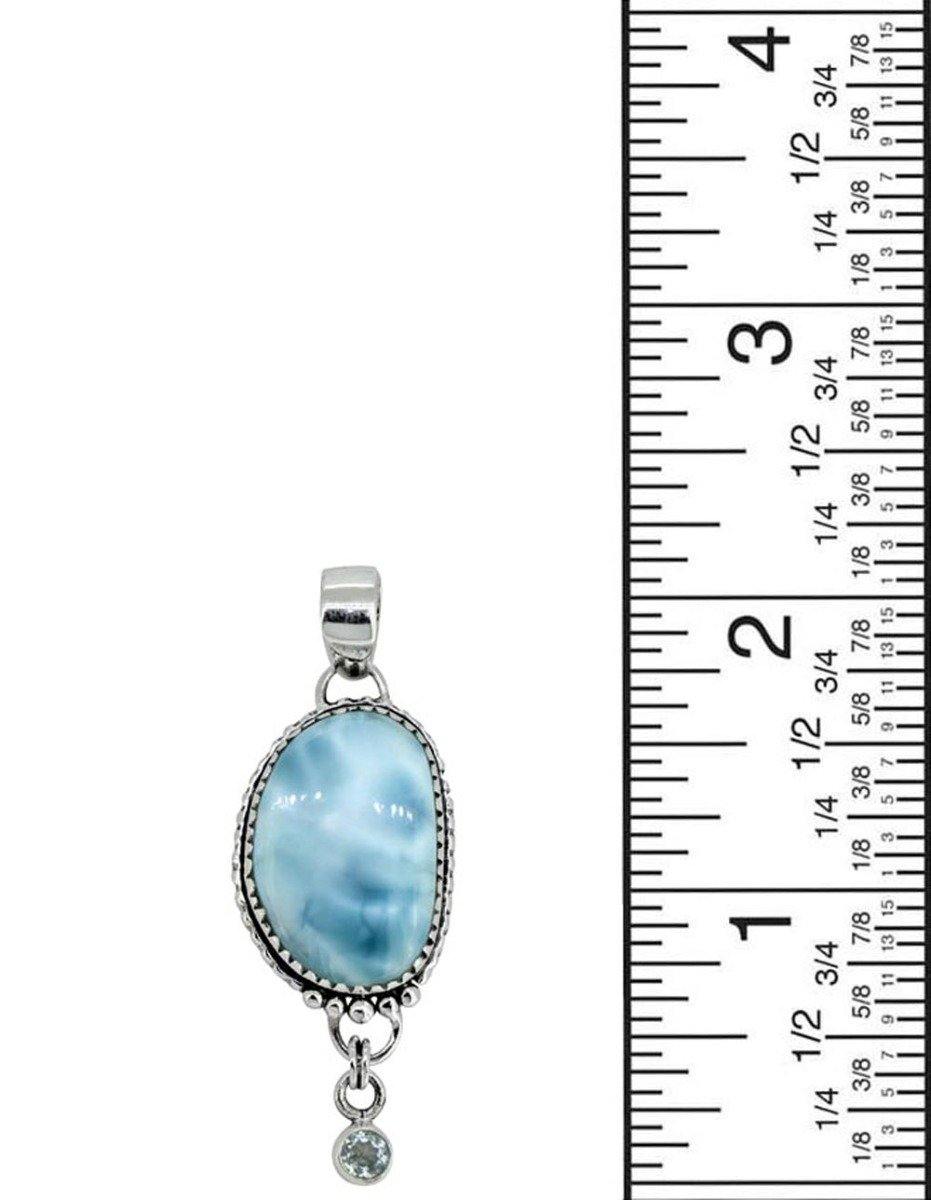 Natural Larimar Solid 925 Sterling Silver Pendant 2" - YoTreasure