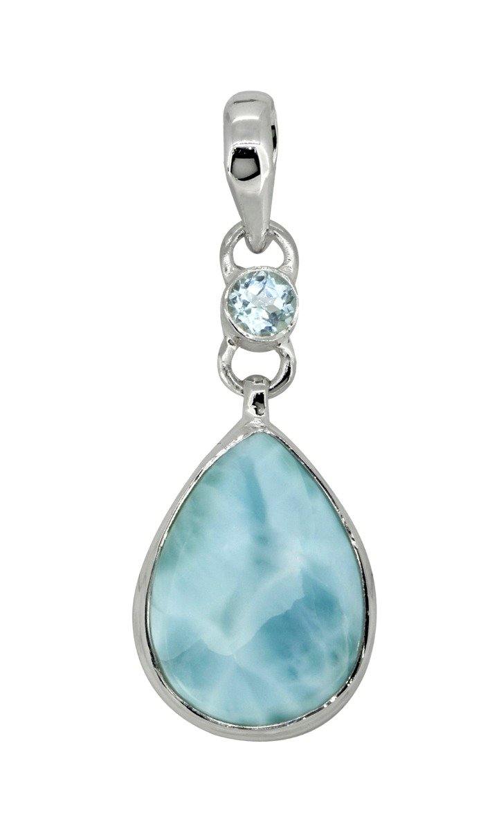 Natural Larimar Solid 925 Sterling Silver Pendant 2" - YoTreasure