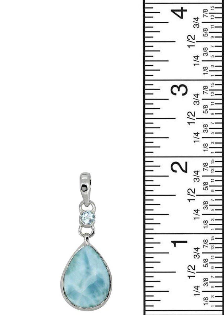 Natural Larimar Solid 925 Sterling Silver Pendant 2" - YoTreasure