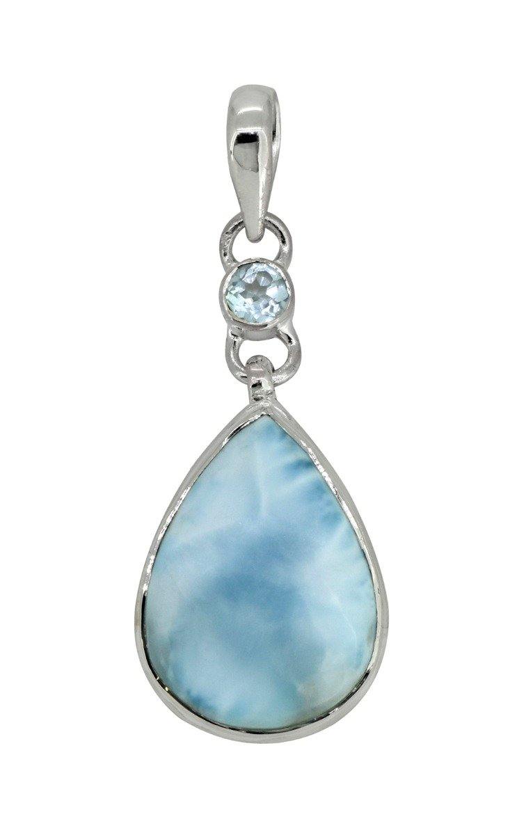 Natural Larimar Solid 925 Sterling Silver Pendant 2" - YoTreasure