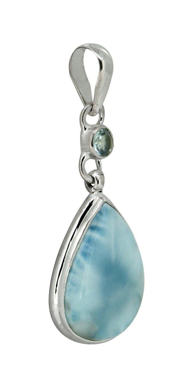 Natural Larimar Solid 925 Sterling Silver Pendant 2" - YoTreasure