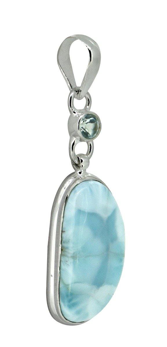 Natural Larimar Solid 925 Sterling Silver Pendant 2" - YoTreasure