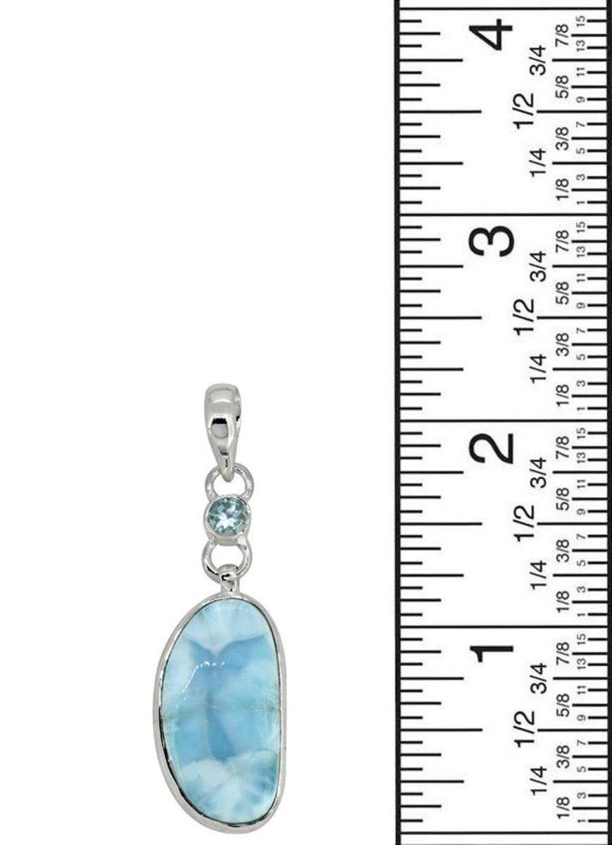 Natural Larimar Solid 925 Sterling Silver Pendant 2" - YoTreasure