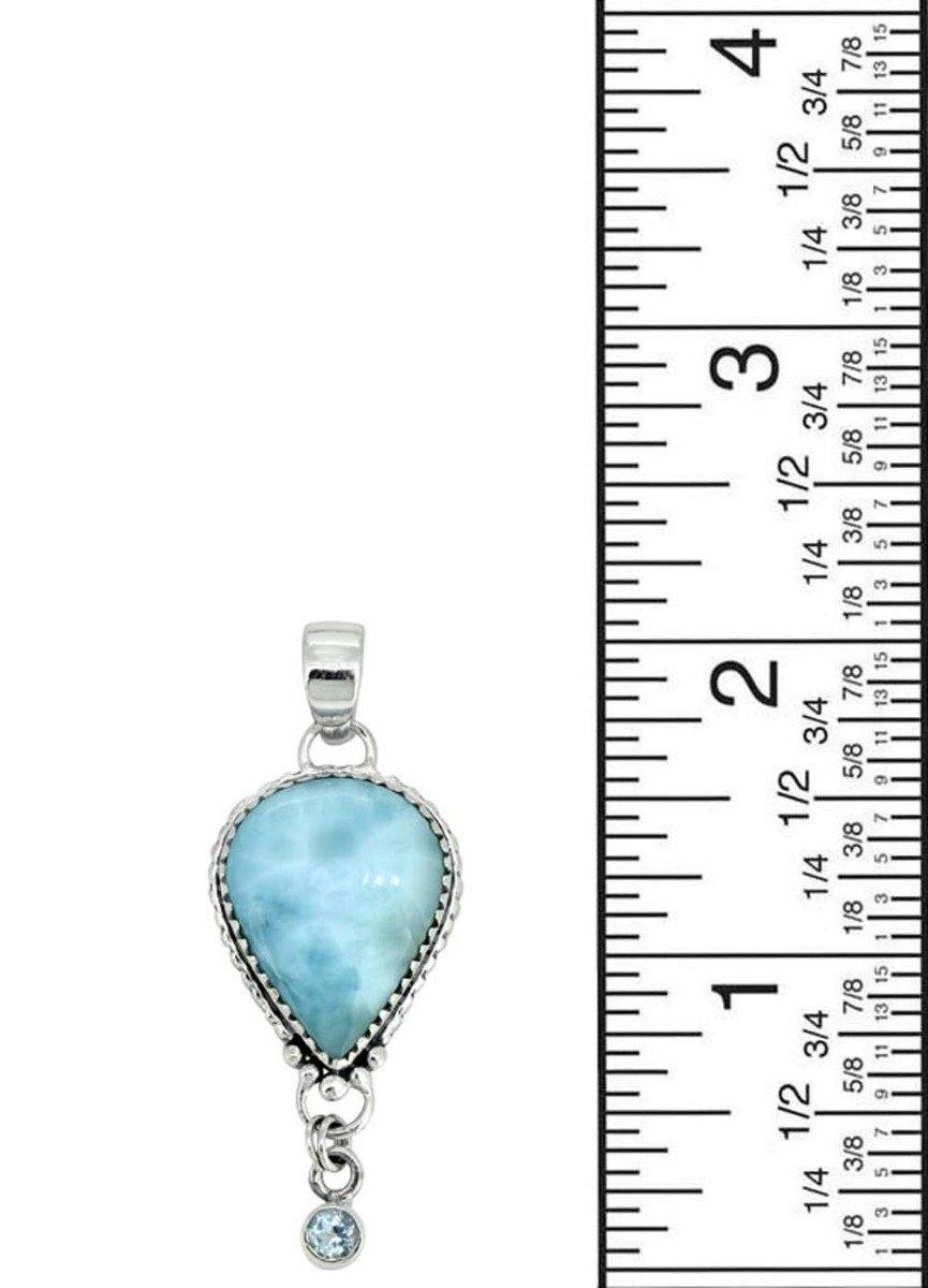 Natural Larimar Solid 925 Sterling Silver Pendant 2" - YoTreasure