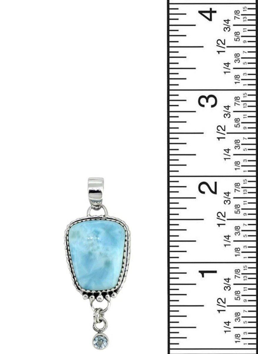 Natural Larimar Solid 925 Sterling Silver Pendant 2" - YoTreasure