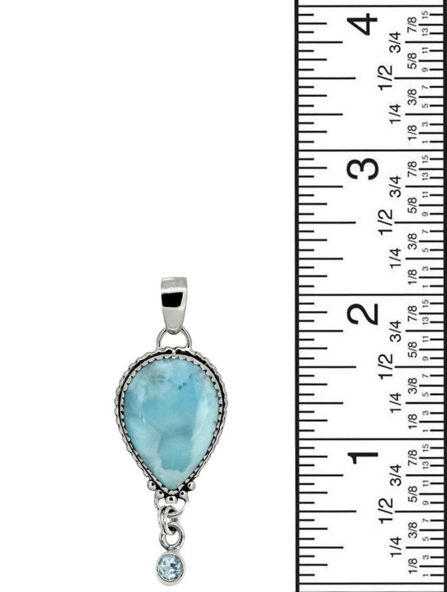 Natural Larimar Solid 925 Sterling Silver Pendant 2" - YoTreasure