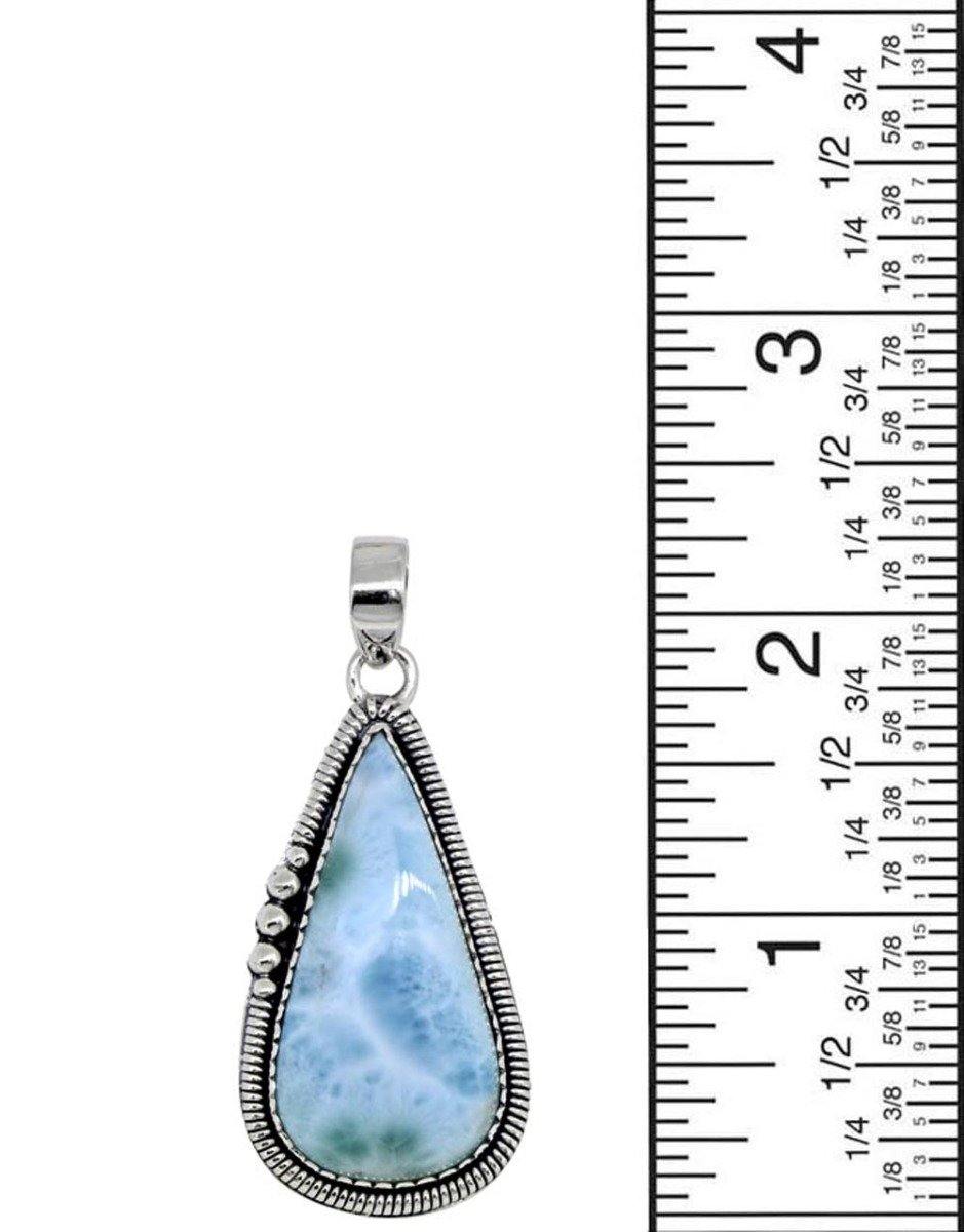 Natural Larimar Solid 925 Sterling Silver Pendant 2 1/2" - YoTreasure