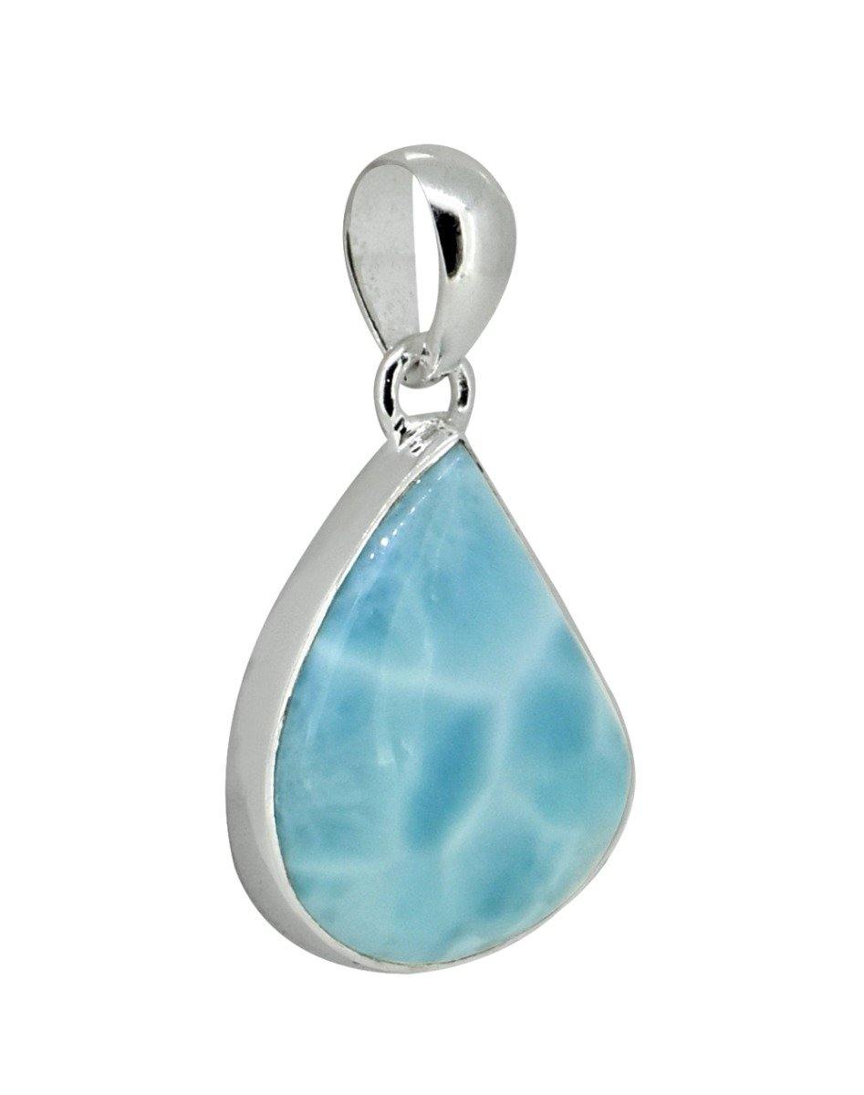 Natural Larimar Solid 925 Sterling Silver Pendant 1 1/2" - YoTreasure