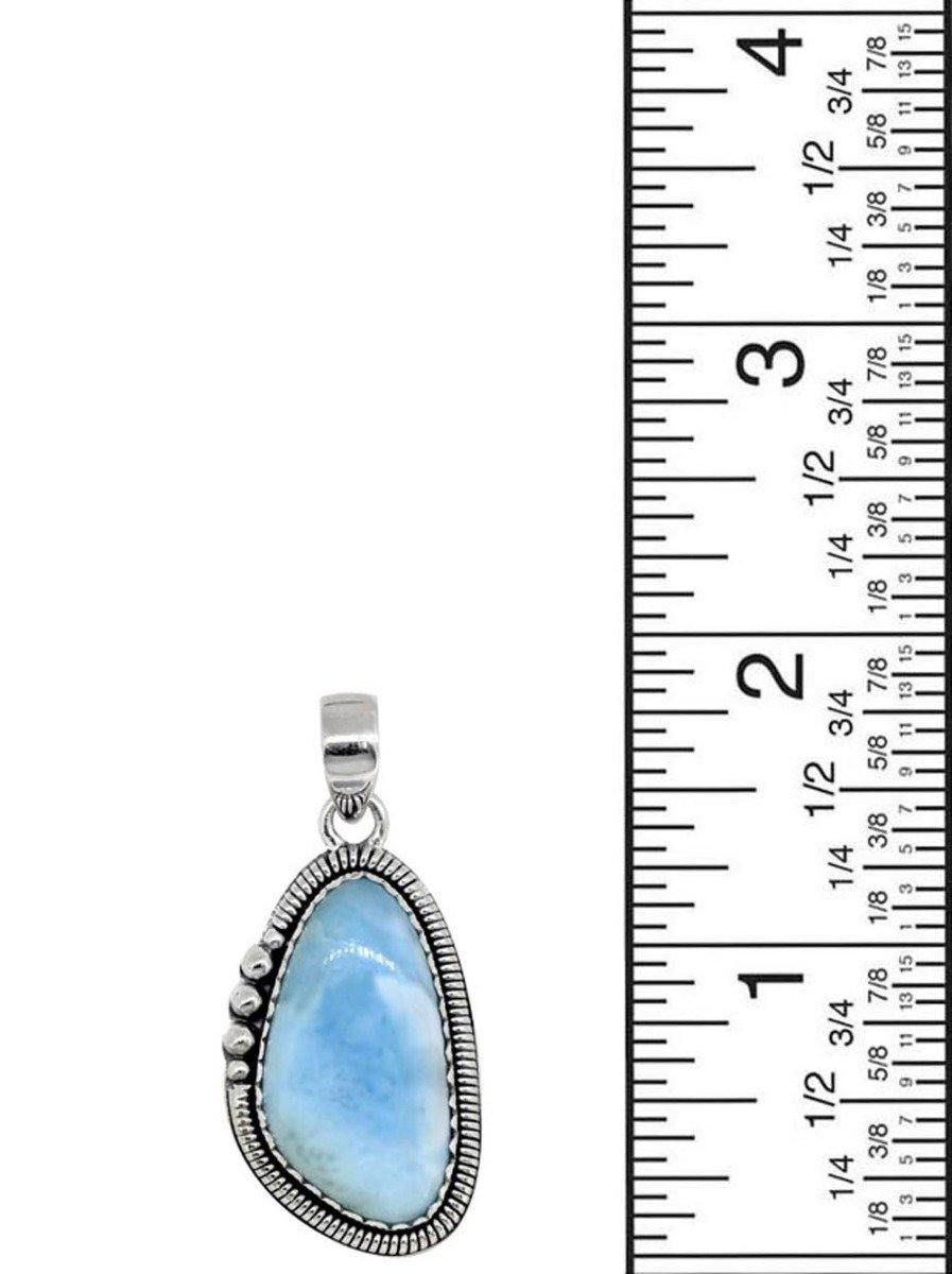 Natural Larimar Solid 925 Sterling Silver Pendant 2" - YoTreasure