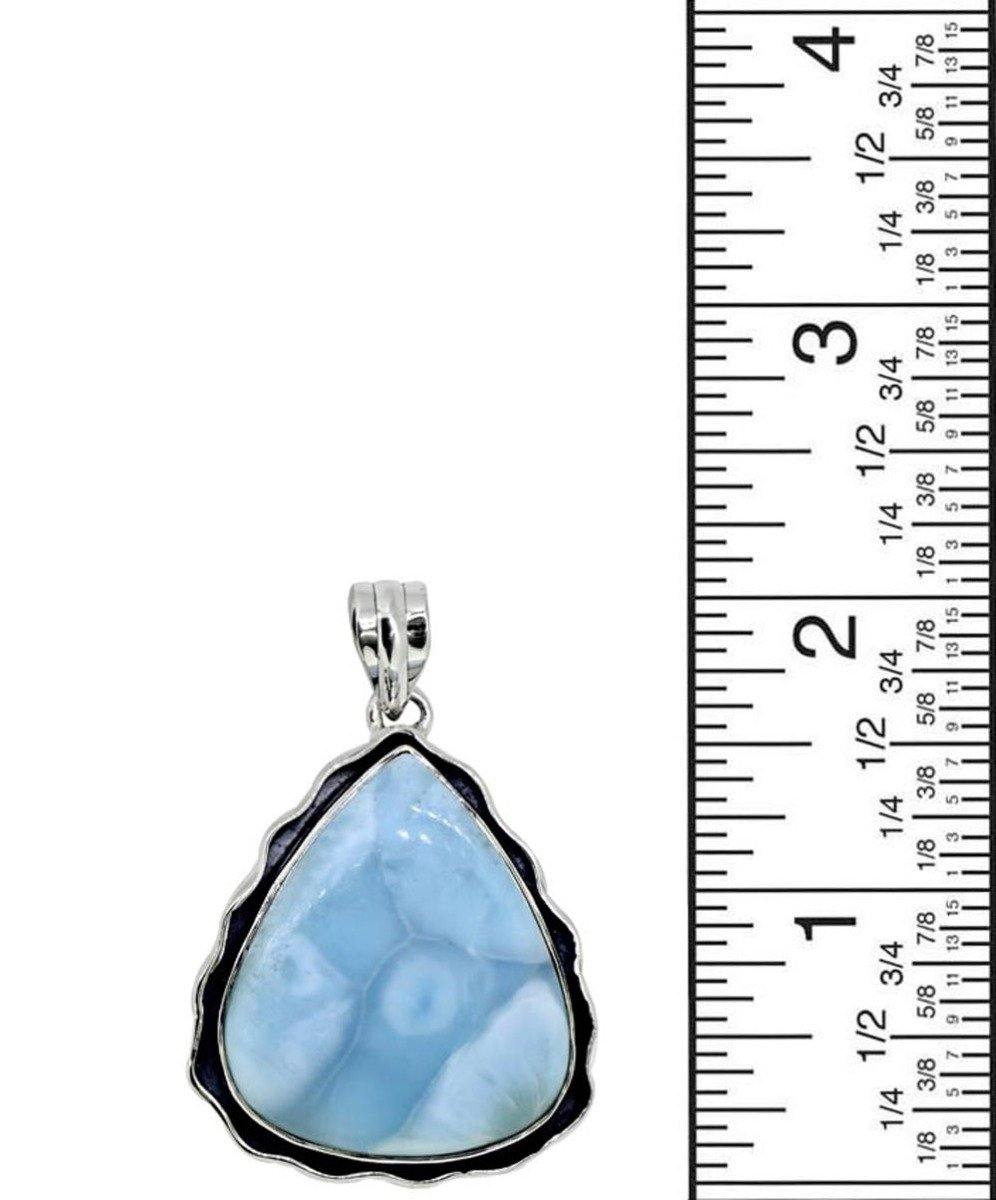 Natural Larimar Solid 925 Sterling Silver Pendant 2" - YoTreasure