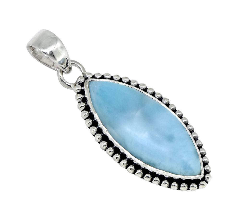 Natural Larimar Solid 925 Sterling Silver Pendant 2" - YoTreasure