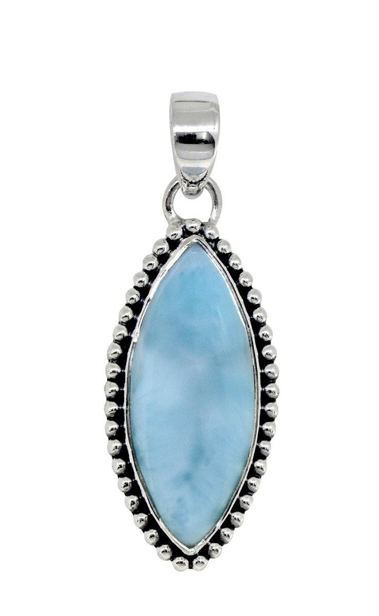 Natural Larimar Solid 925 Sterling Silver Pendant 2" - YoTreasure