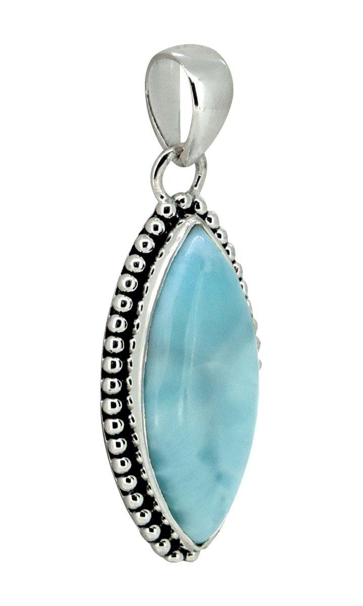 Natural Larimar Solid 925 Sterling Silver Pendant 2" - YoTreasure