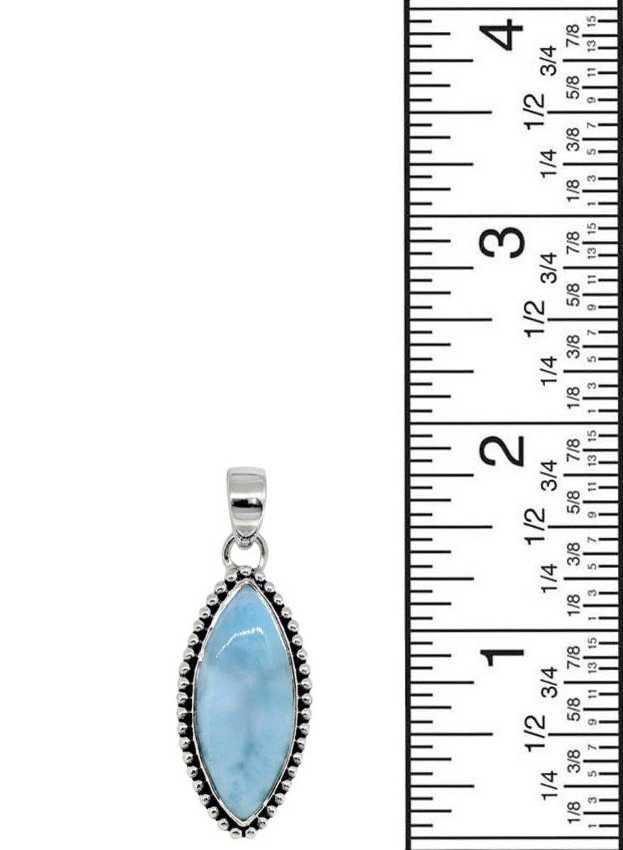 Natural Larimar Solid 925 Sterling Silver Pendant 2" - YoTreasure