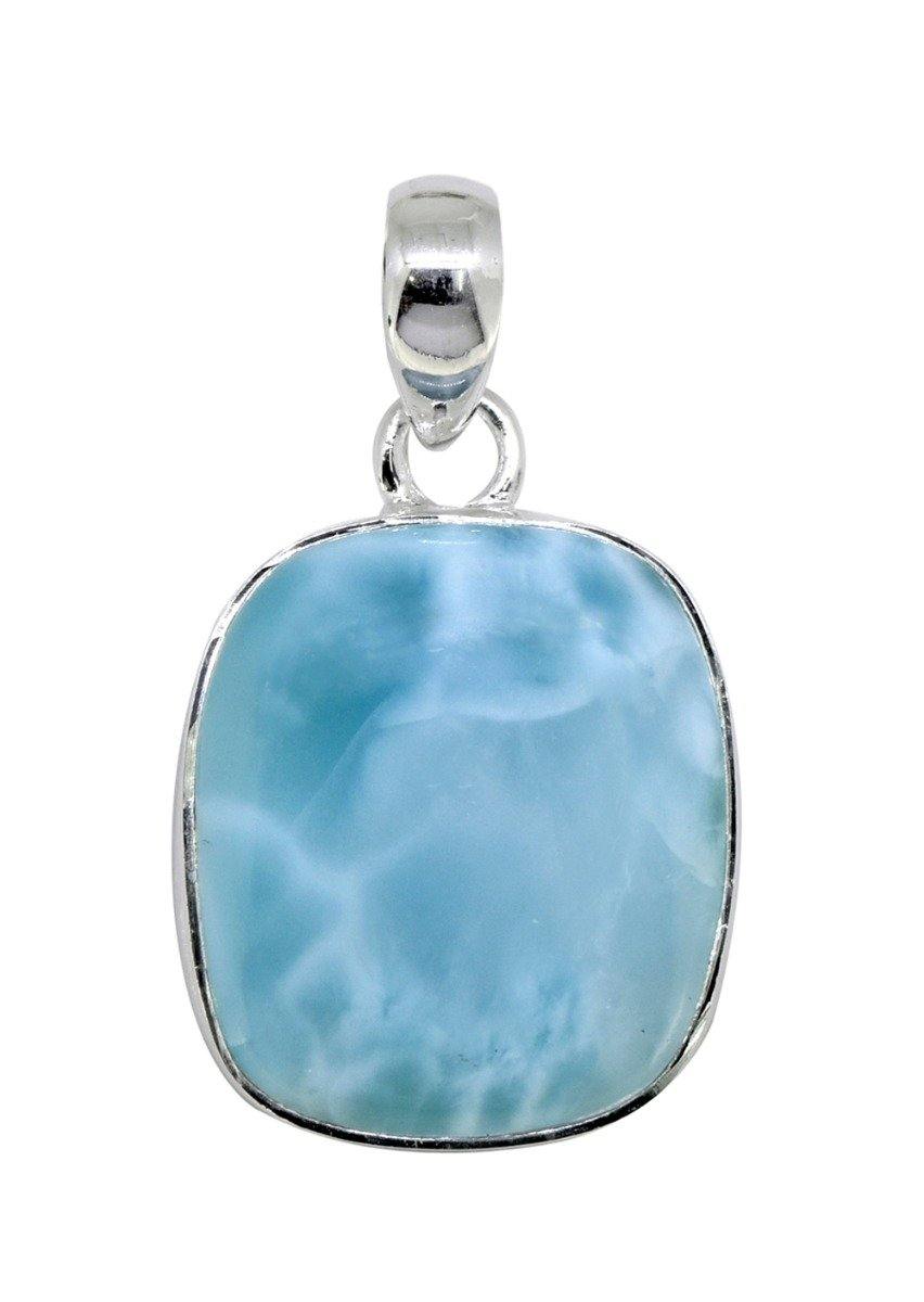 Natural Larimar Solid 925 Sterling Silver Pendant 1 1/2" - YoTreasure