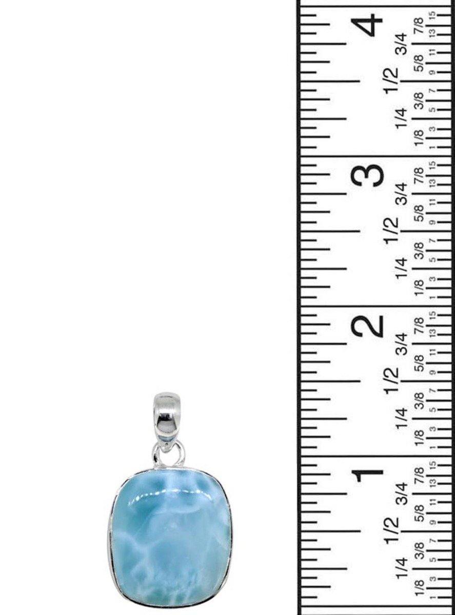 Natural Larimar Solid 925 Sterling Silver Pendant 1 1/2" - YoTreasure
