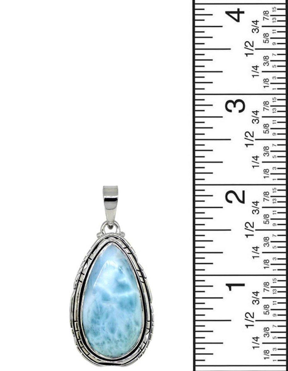 Natural Larimar Solid 925 Sterling Silver Pendant 2" - YoTreasure