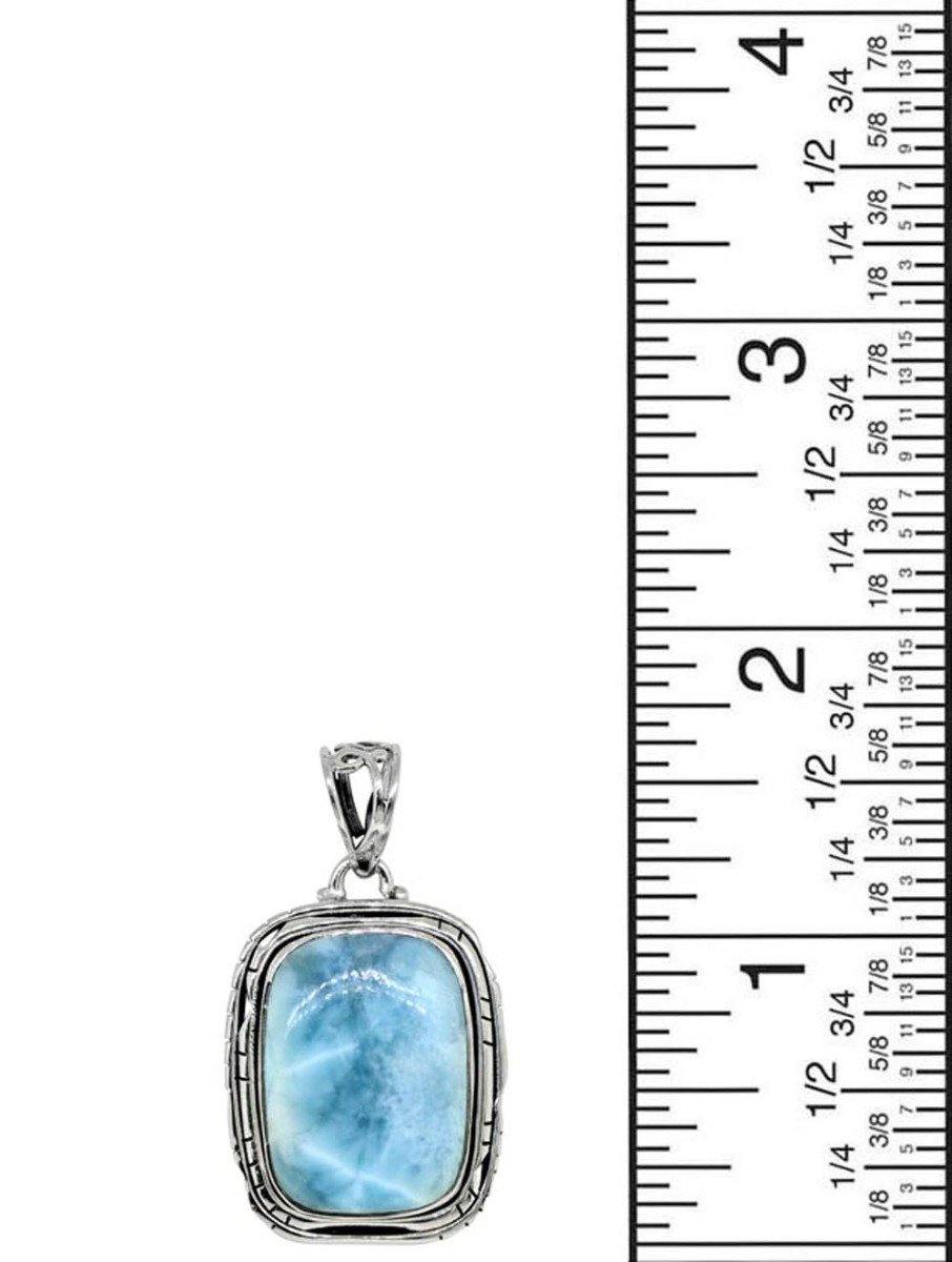Natural Larimar Solid 925 Sterling Silver Pendant 1 3/4" - YoTreasure