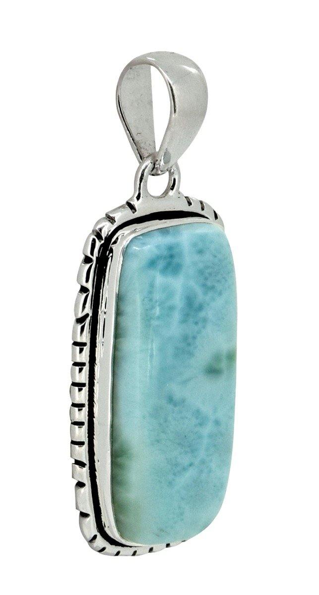Natural Larimar Solid 925 Sterling Silver Pendant 2" - YoTreasure