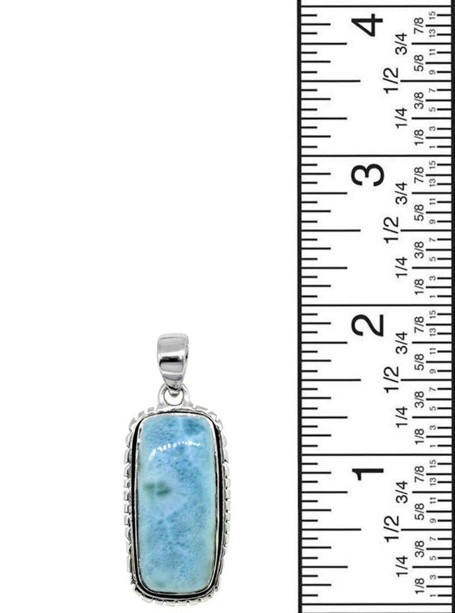 Natural Larimar Solid 925 Sterling Silver Pendant 2" - YoTreasure
