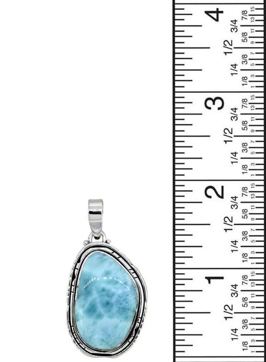 Natural Larimar Solid 925 Sterling Silver Pendant 1.85" - YoTreasure