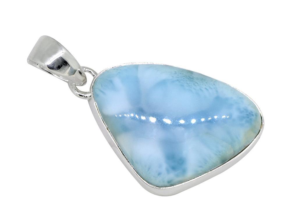 Natural Larimar Solid 925 Sterling Silver Pendant 1 1/2" - YoTreasure