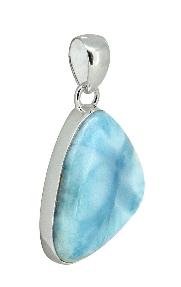 Natural Larimar Solid 925 Sterling Silver Pendant 1 1/2" - YoTreasure