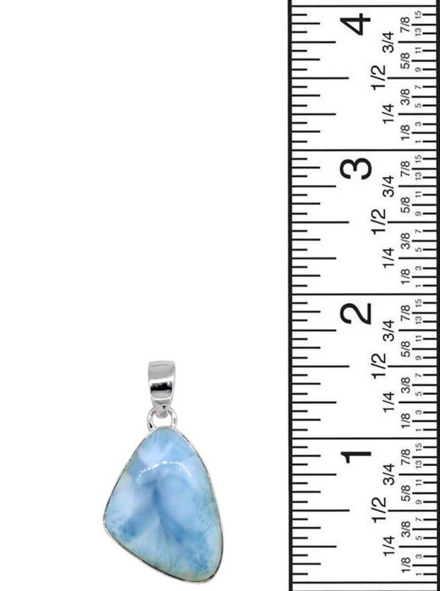 Natural Larimar Solid 925 Sterling Silver Pendant 1 1/2" - YoTreasure