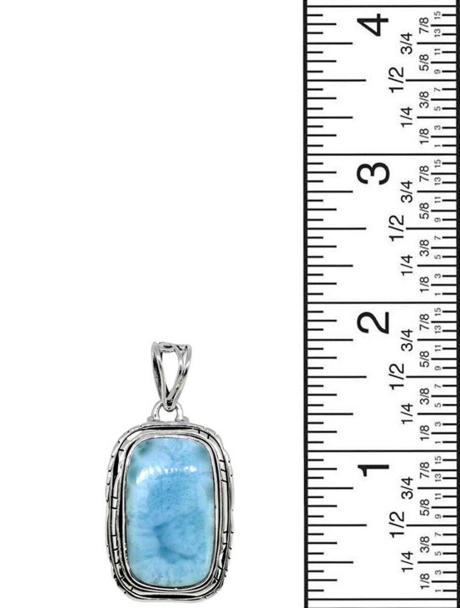 Natural Larimar Solid 925 Sterling Silver Pendant 1 3/4" - YoTreasure