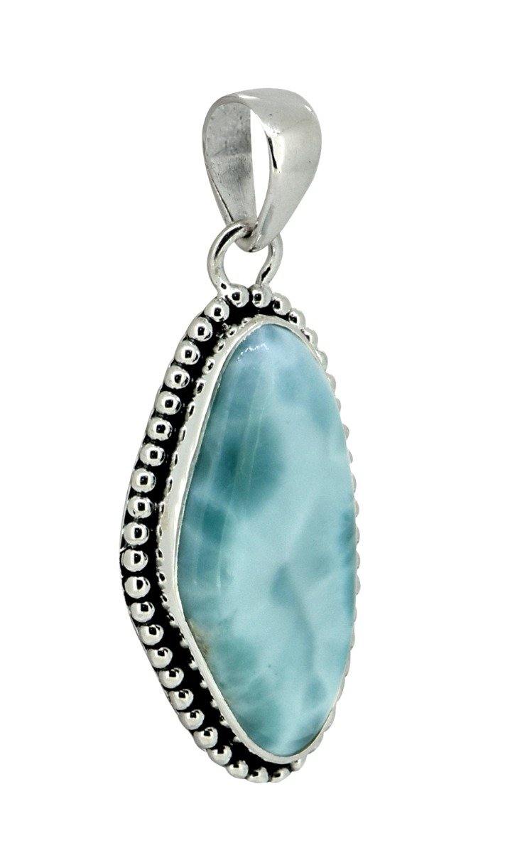 Natural Larimar Solid 925 Sterling Silver Pendant 1.92" - YoTreasure