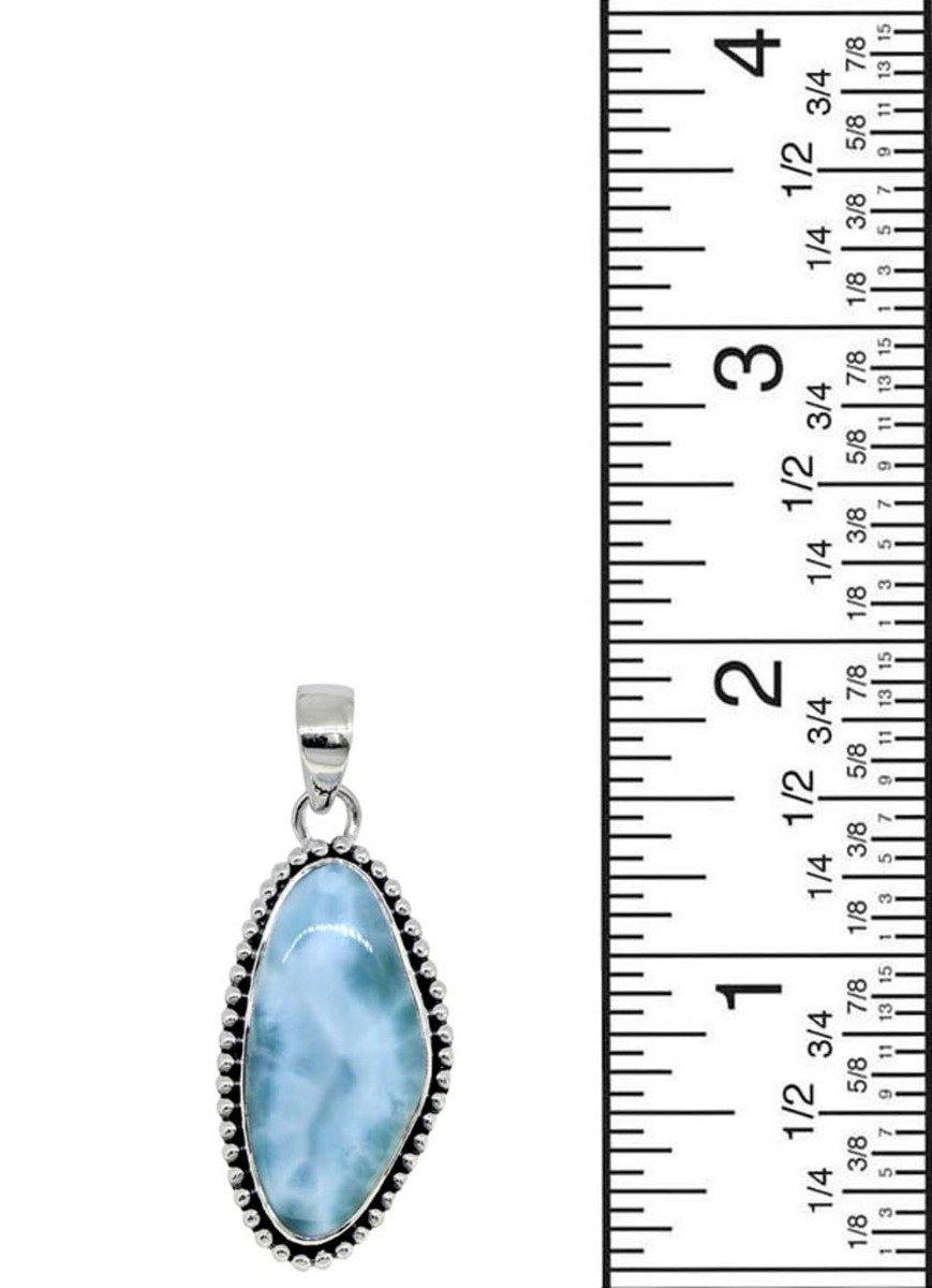 Natural Larimar Solid 925 Sterling Silver Pendant 1.92" - YoTreasure