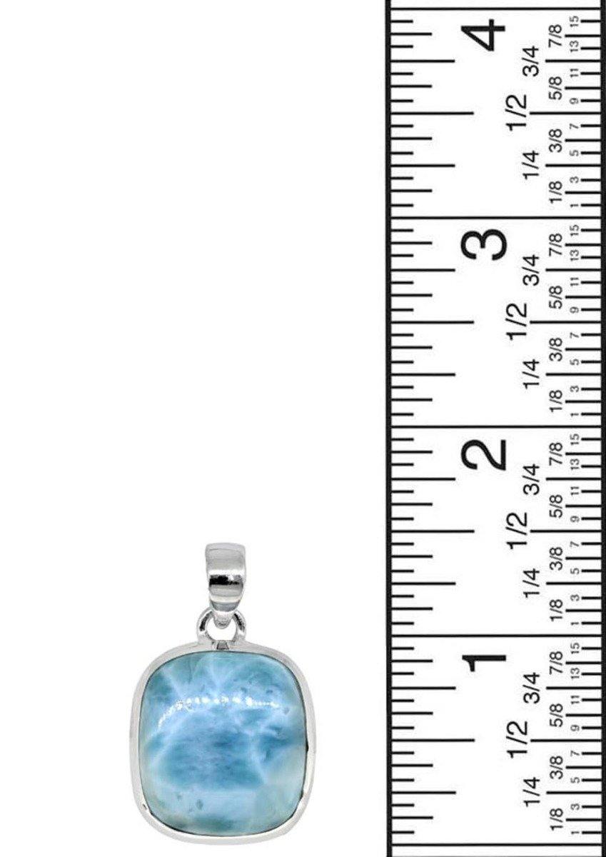 Natural Larimar Solid 925 Sterling Silver Pendant 1 1/2" - YoTreasure