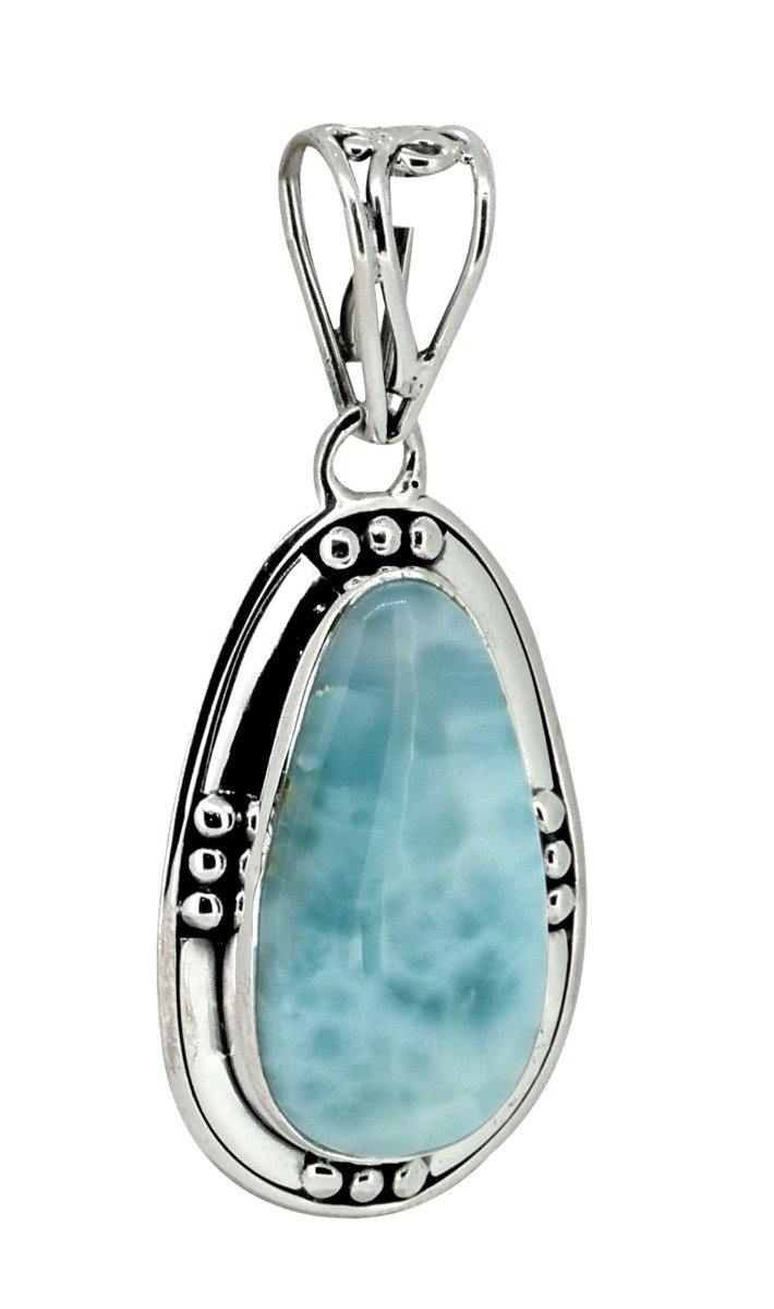 Natural Larimar Solid 925 Sterling Silver Pendant 1.92" - YoTreasure