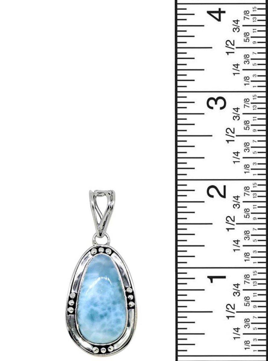 Natural Larimar Solid 925 Sterling Silver Pendant 1.92" - YoTreasure