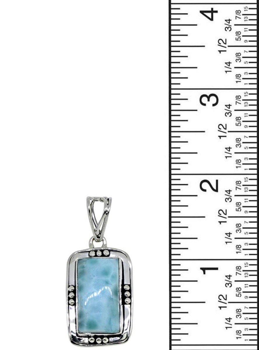 Natural Larimar Solid 925 Sterling Silver Pendant 1 3/4" - YoTreasure