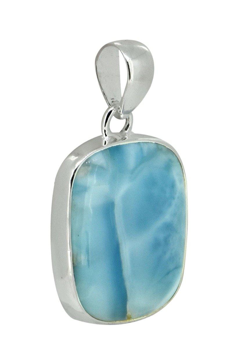Natural Larimar Solid 925 Sterling Silver Pendant 1 3/4" - YoTreasure